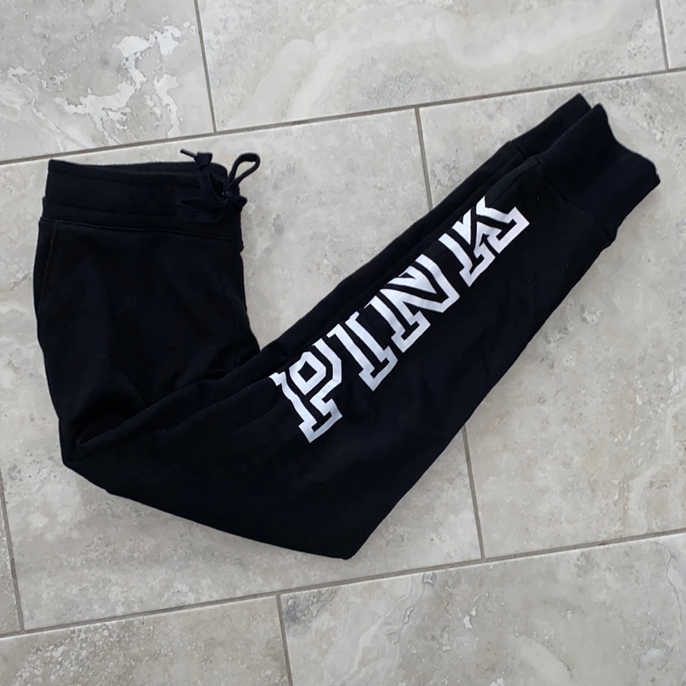 Black Victoria’s Secret PINK! Jogger with side logo and drawstring waist
